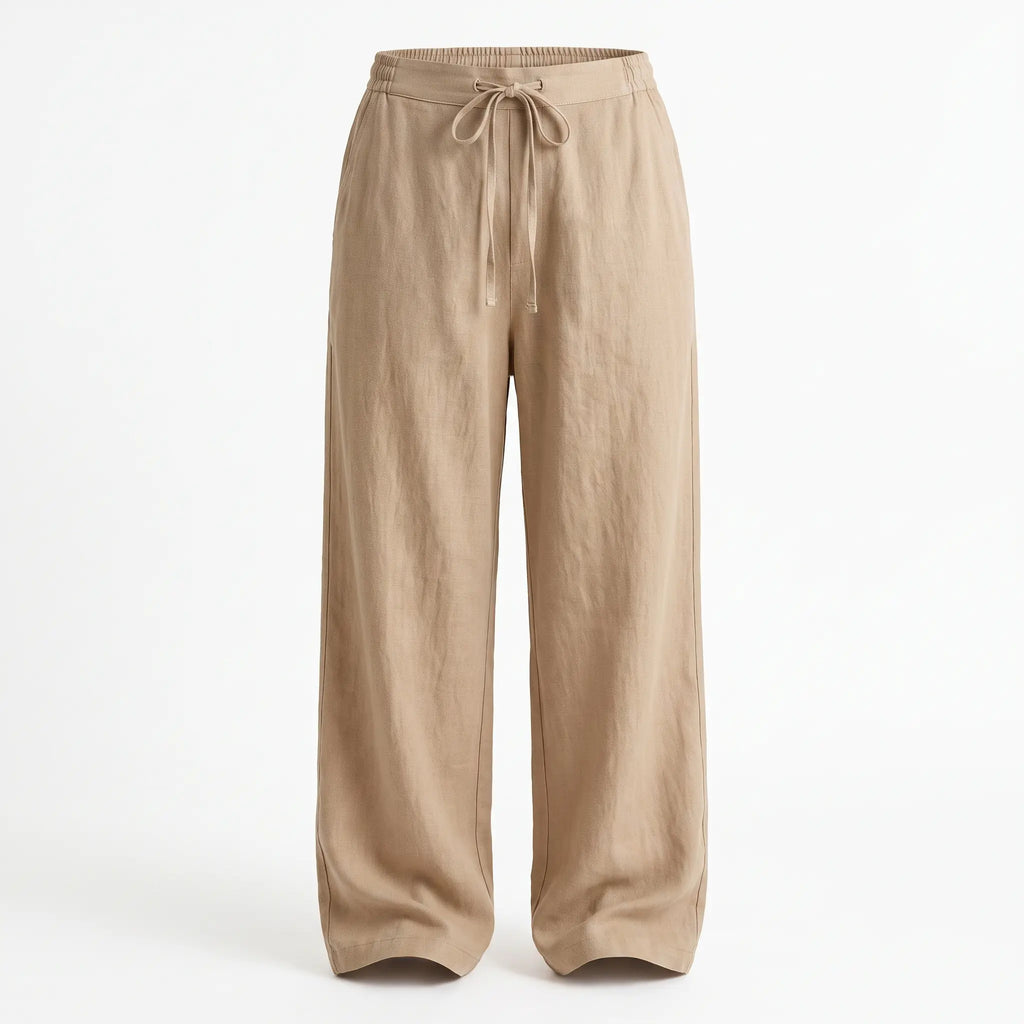 Beige Extra-Long Wide-Leg Trousers