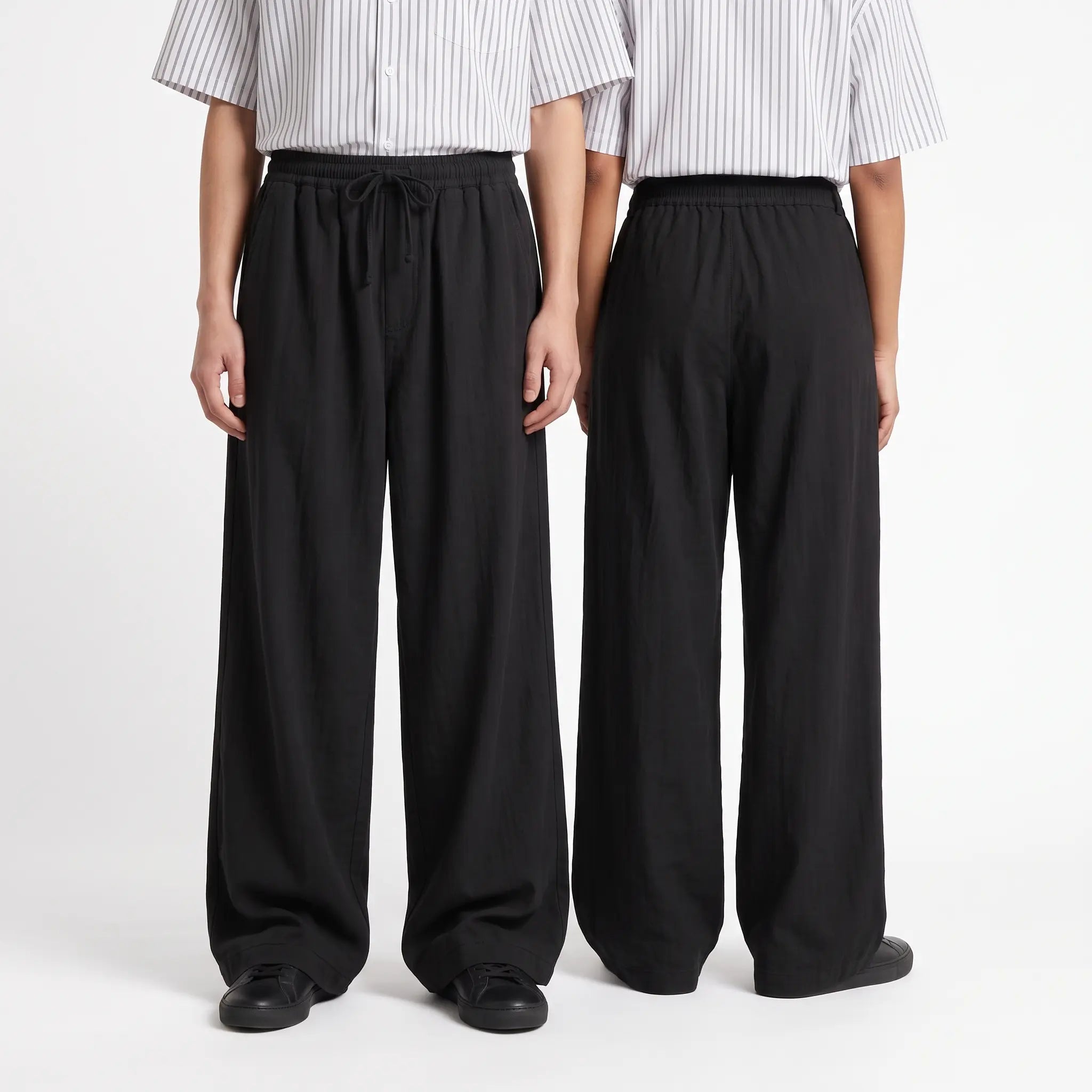 Black Extra-Long Wide-Leg Trousers