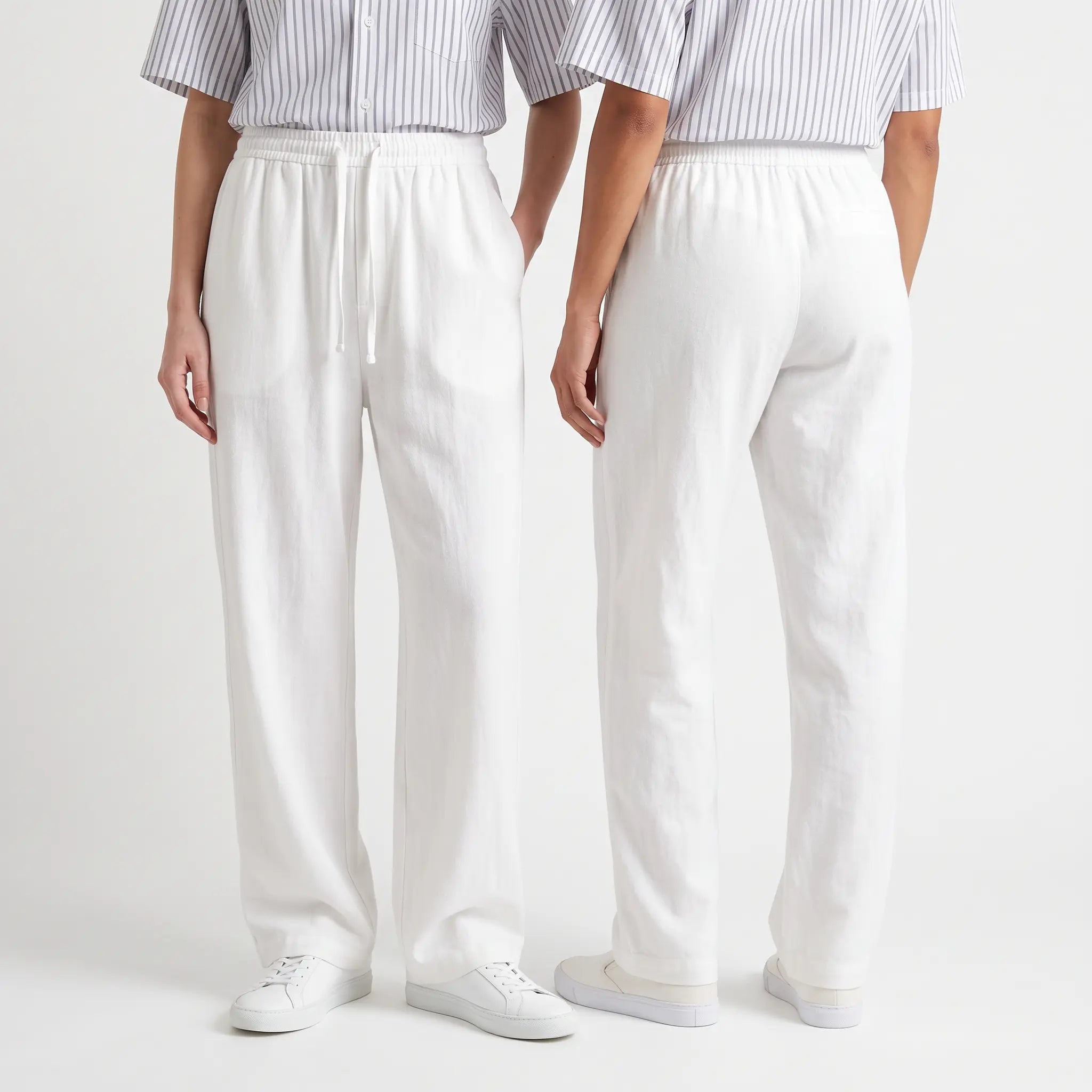 White Extra-Long Wide-Leg Trousers
