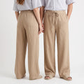 Beige Extra-Long Wide-Leg Trousers