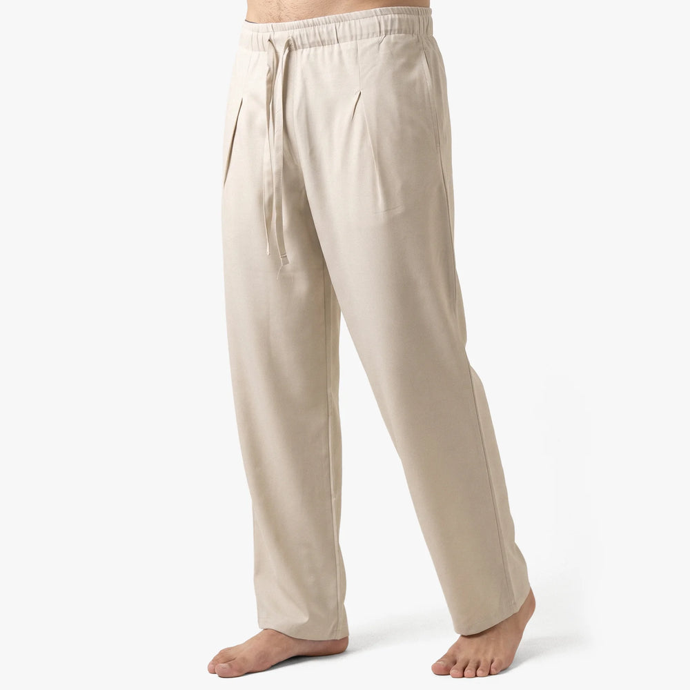 Beige Extra-Long Wide-Leg Trousers