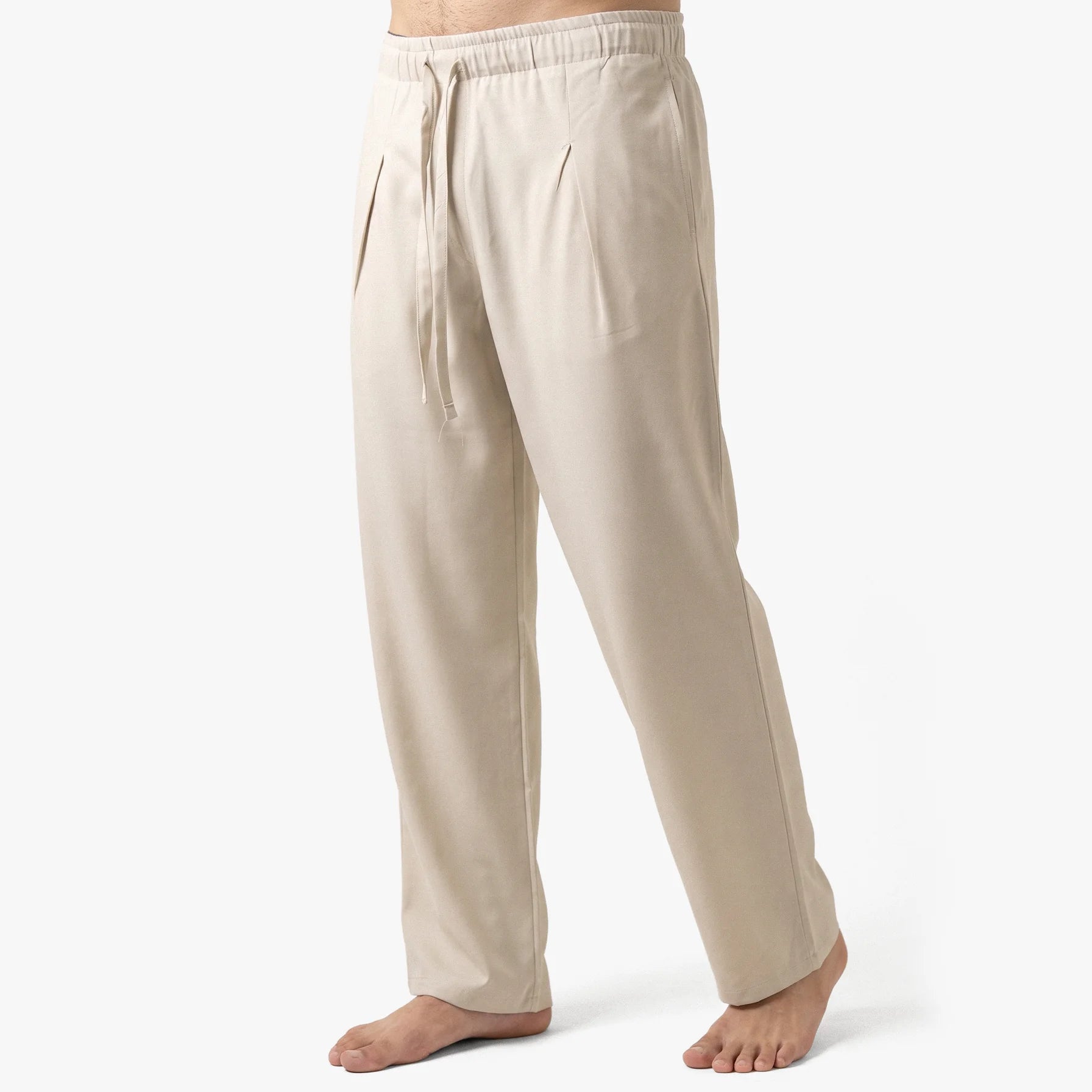 Beige Extra-Long Wide-Leg Trousers