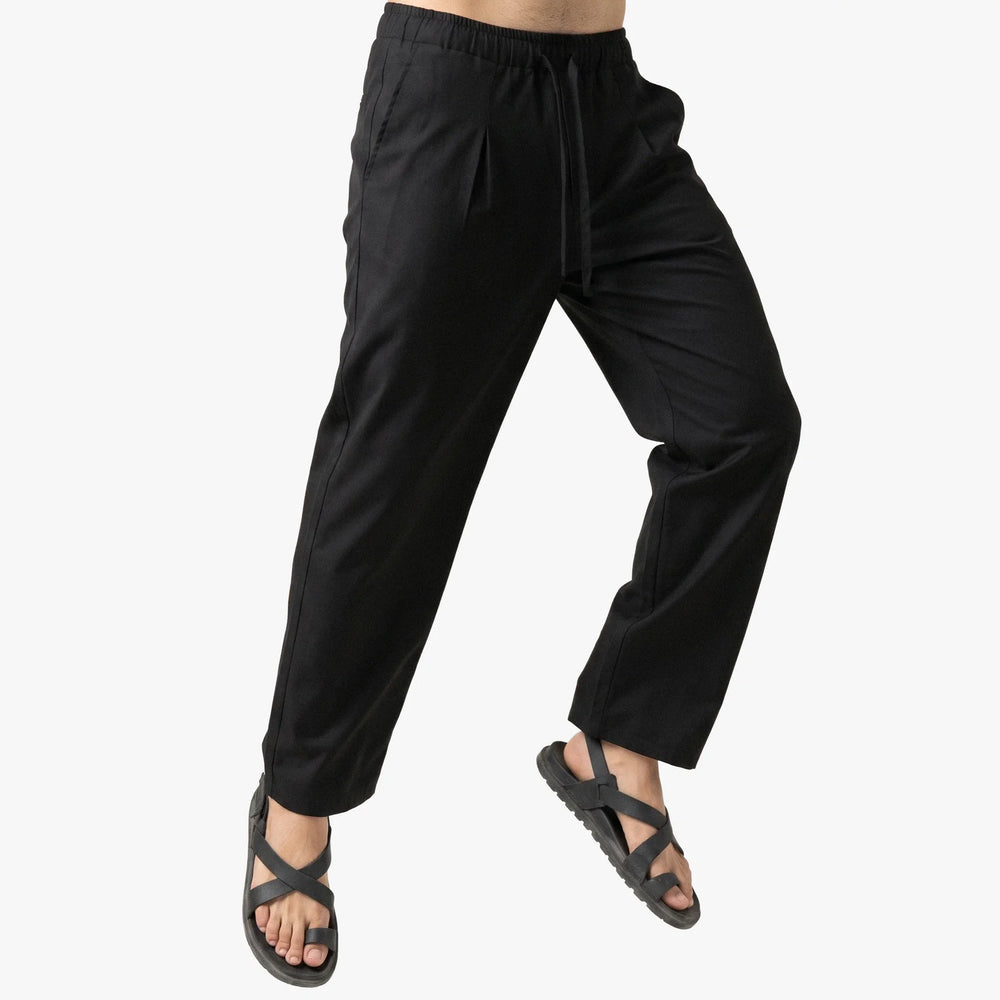Black Extra-Long Wide-Leg Trousers