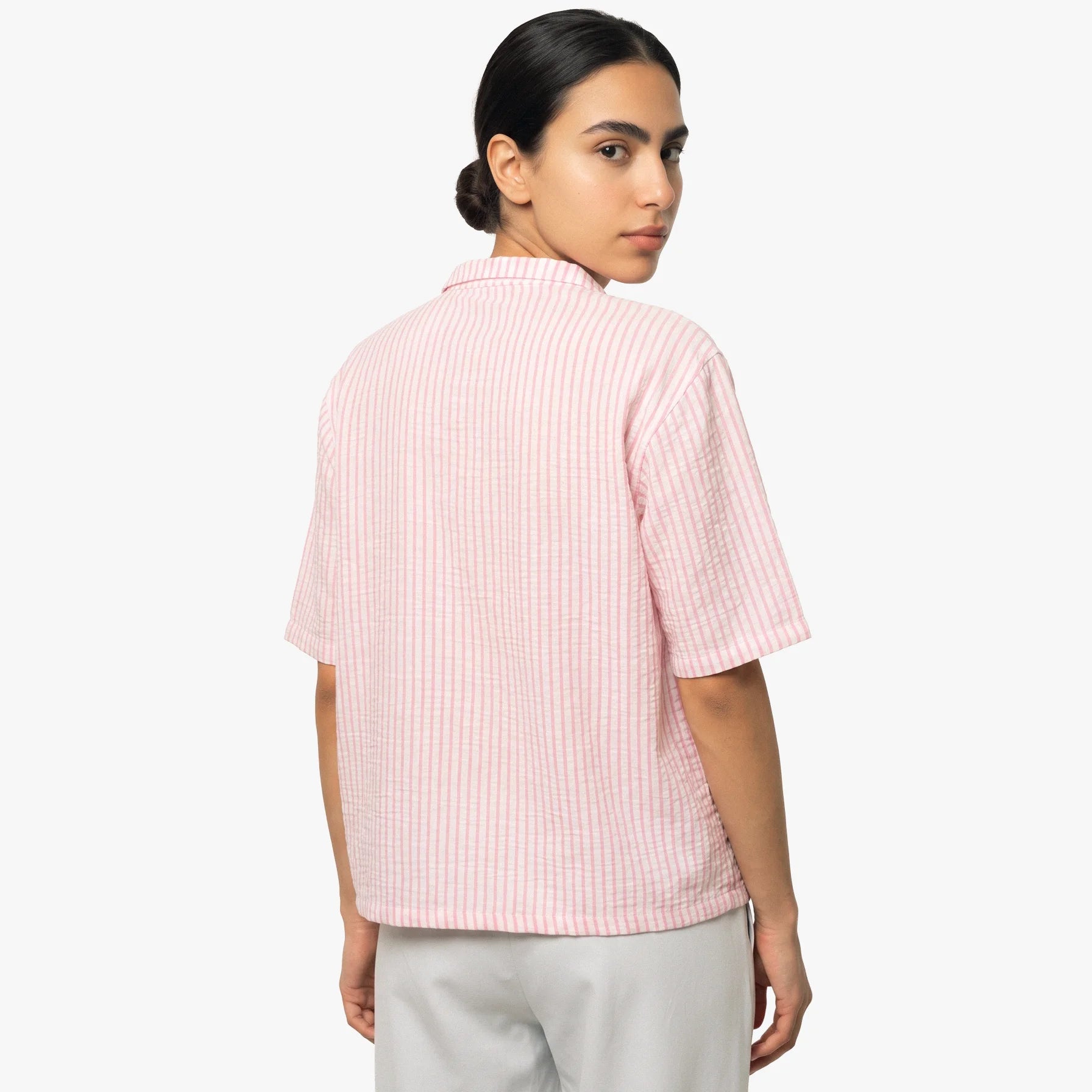 Pink-Striped Boxy-Fit Shirt