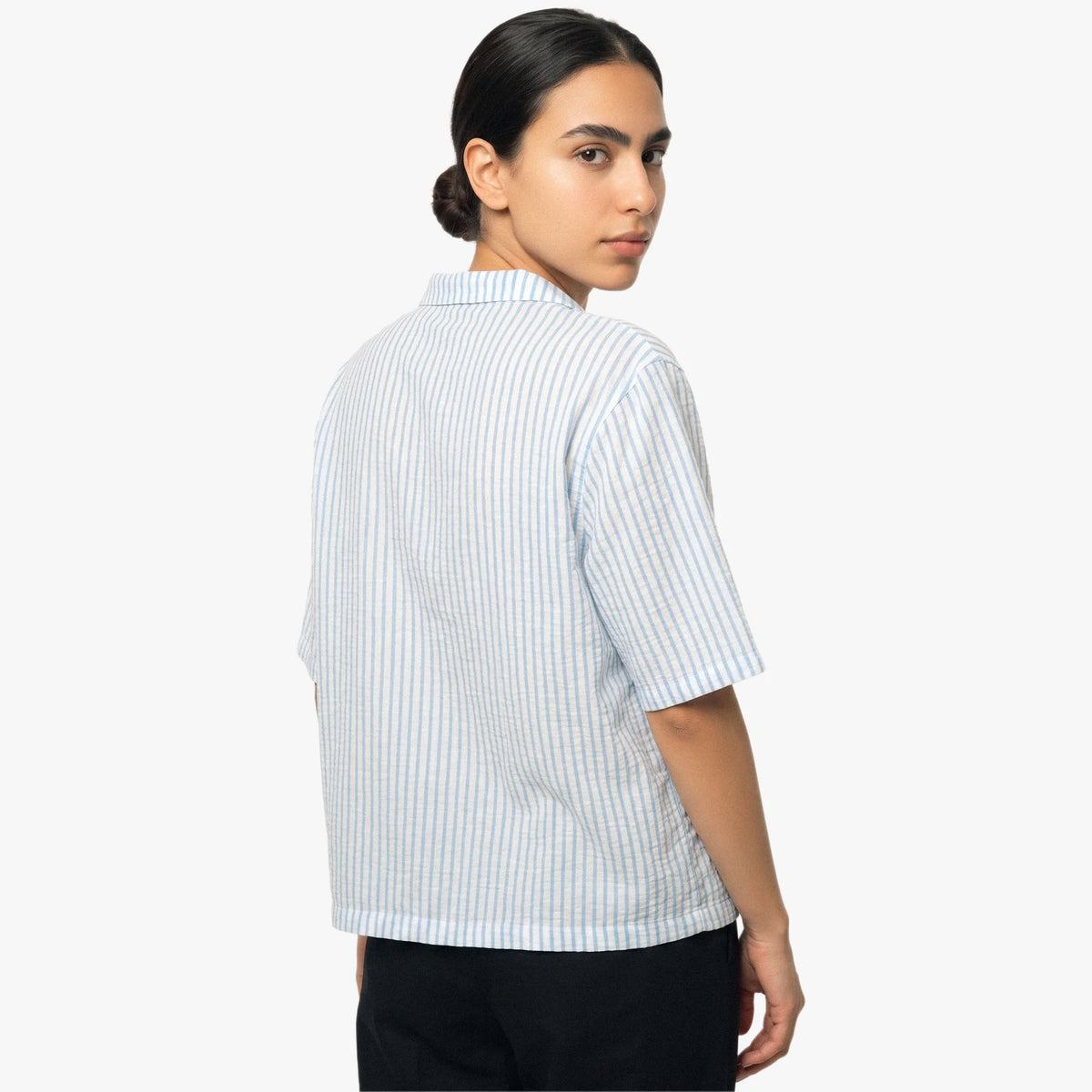Blue-Striped Boxy-Fit Shirt