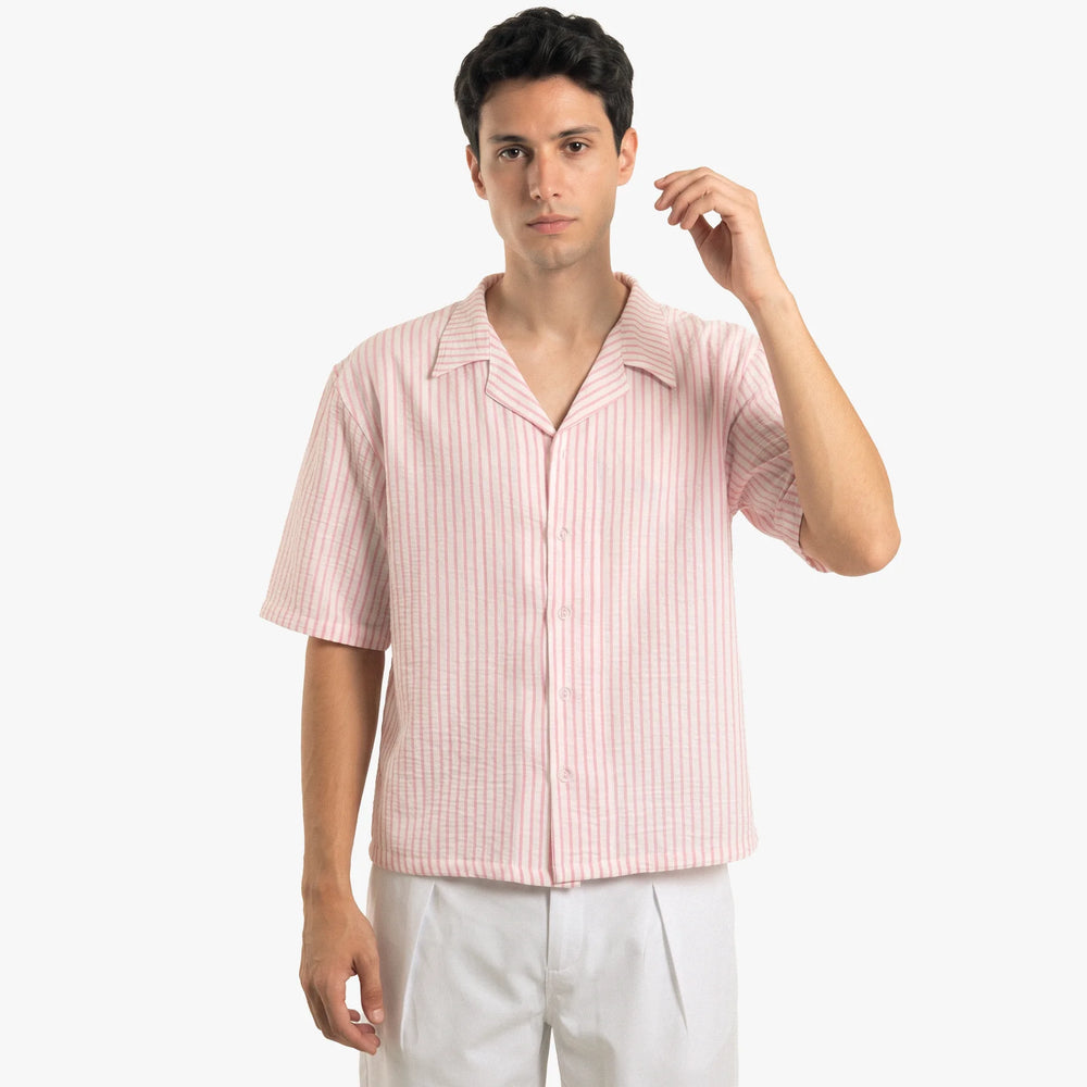 Pink-Striped Boxy-Fit Shirt