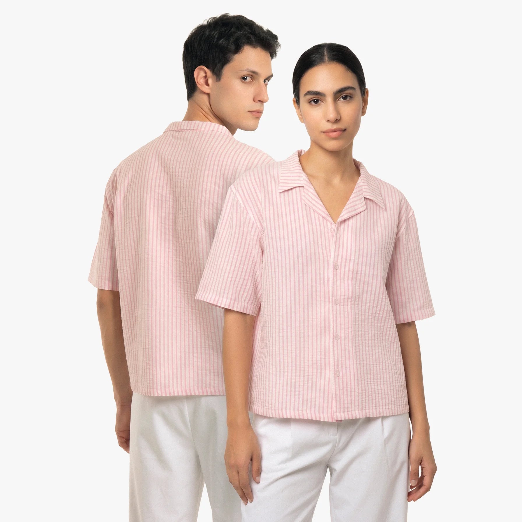 Pink-Striped Boxy-Fit Shirt