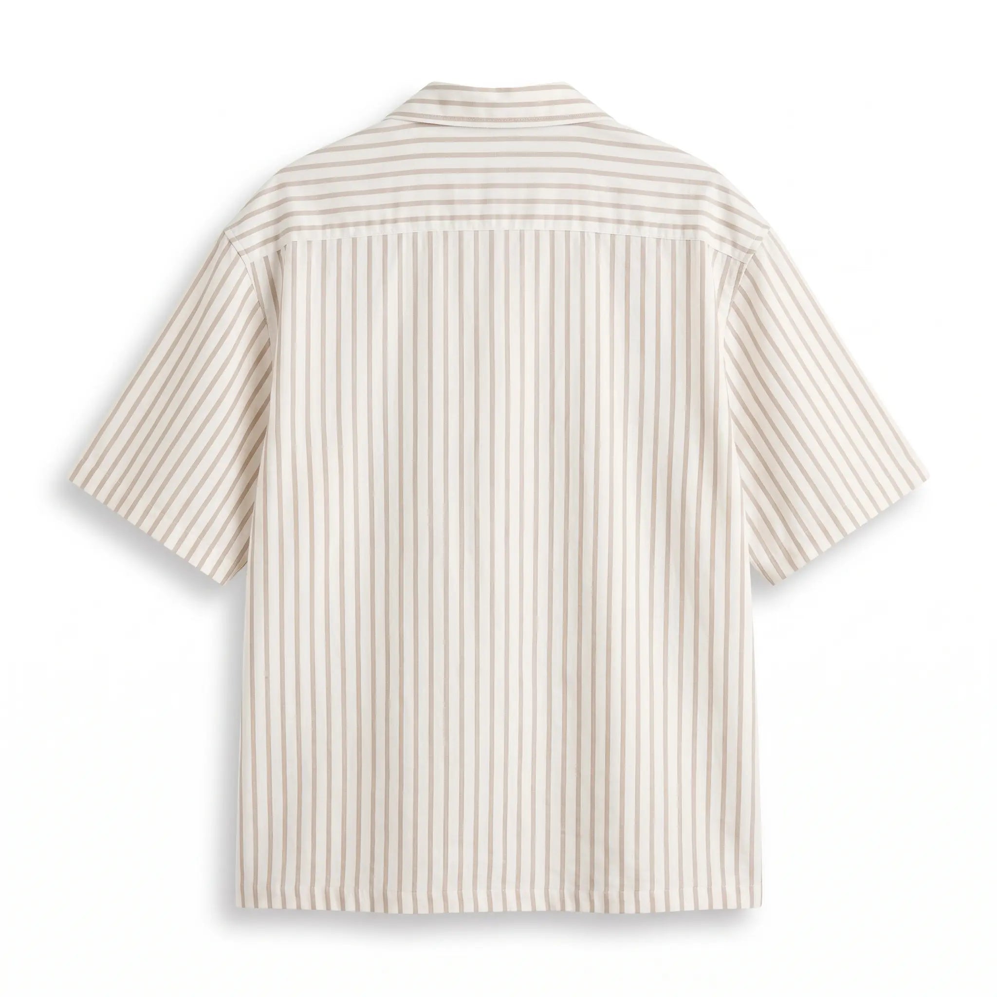 Beige-Striped Boxy-Fit Shirt
