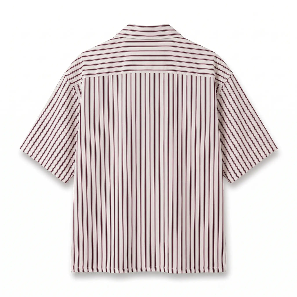 Burgundy-Striped Boxy-Fit Shirt
