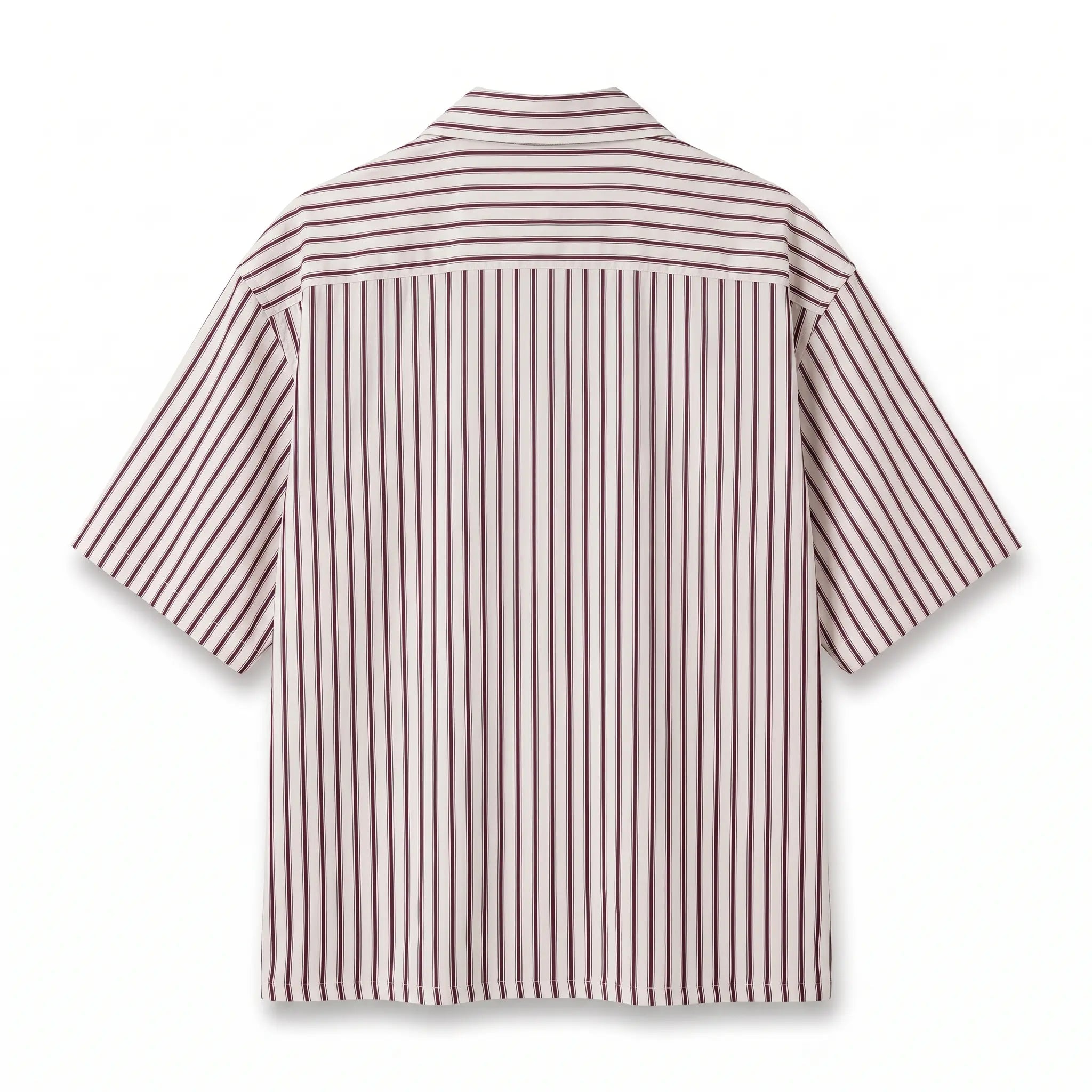 Burgundy-Striped Boxy-Fit Shirt