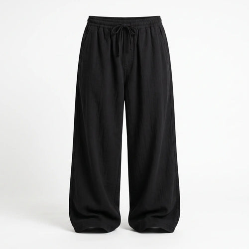 Black Extra-Long Wide-Leg Trousers