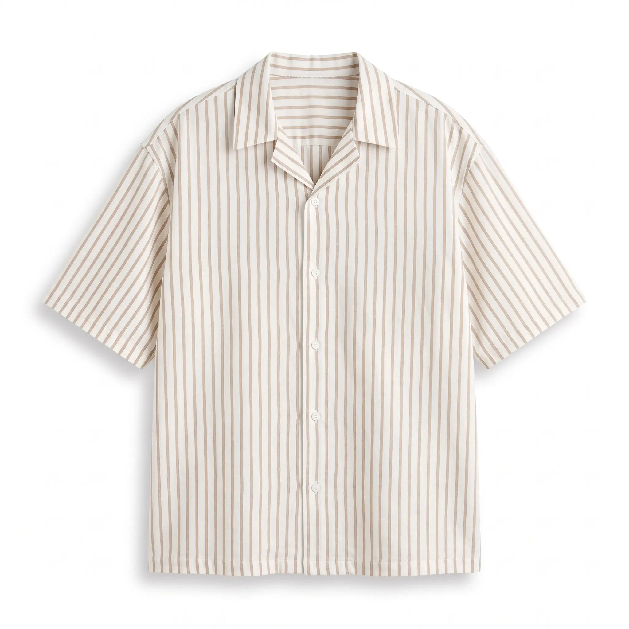 Burgundy-Striped Boxy-Fit Shirt