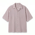 Burgundy-Striped Boxy-Fit Shirt