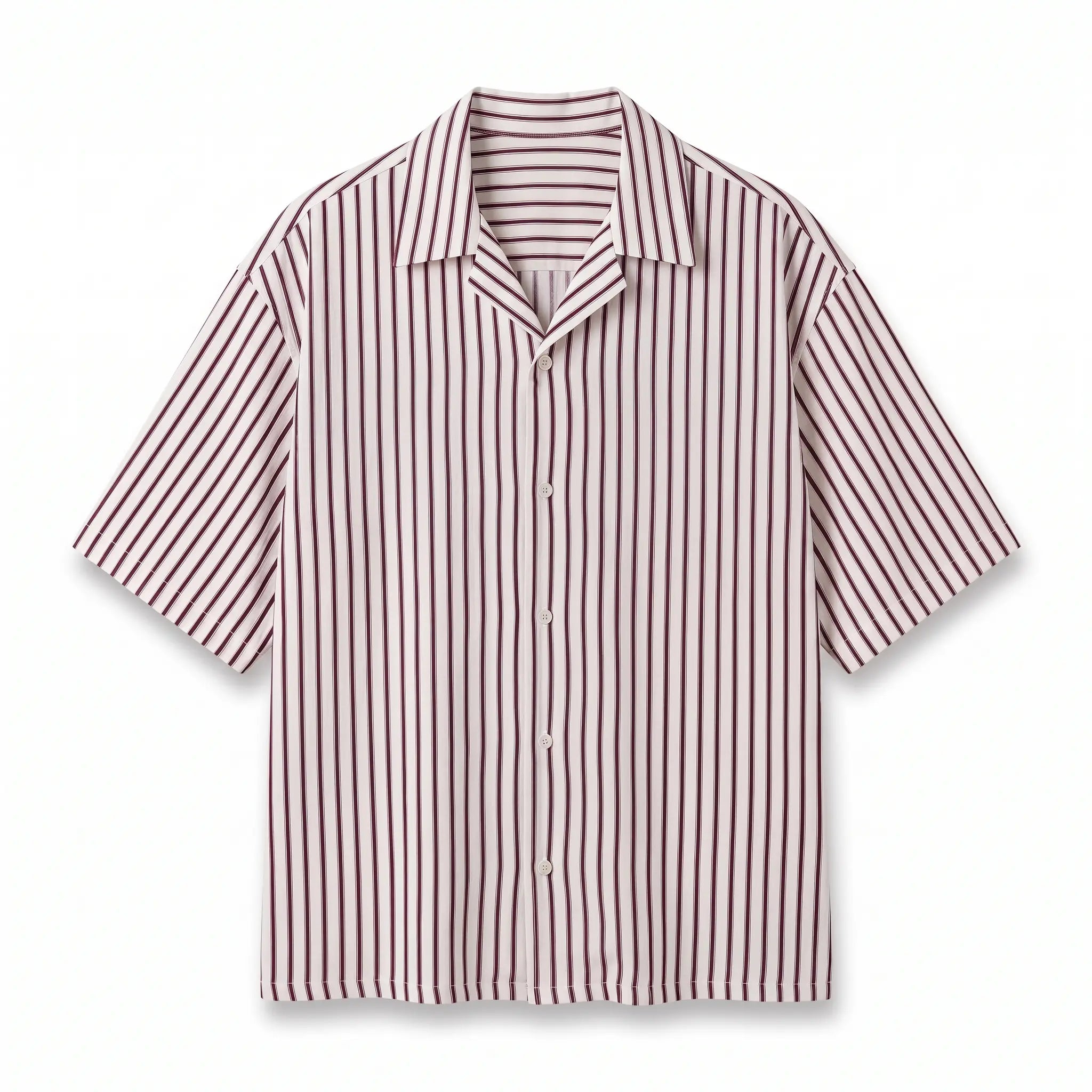 Beige-Striped Boxy-Fit Shirt